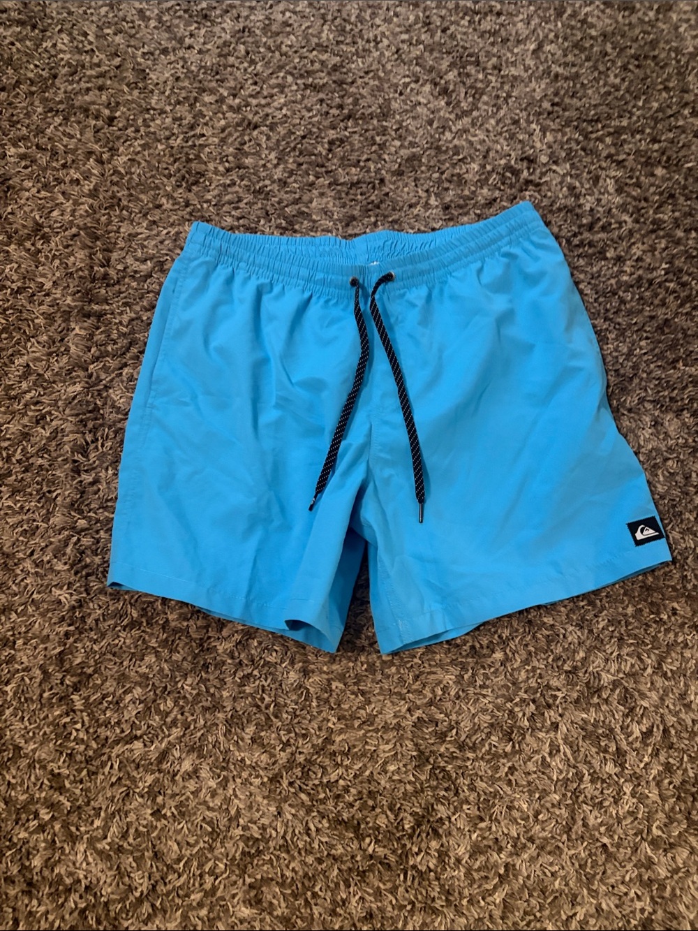 Quiksilver Men's Bright Blue Swim Trunks with Black Drawstring